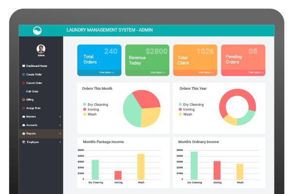 Admin module laundry business management software - Admin Module