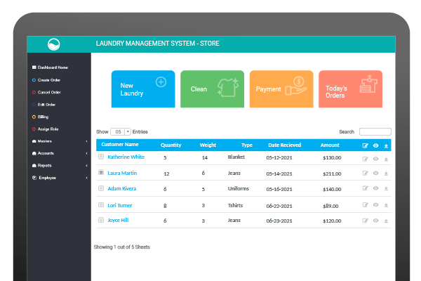 store module laundry business management application - store module