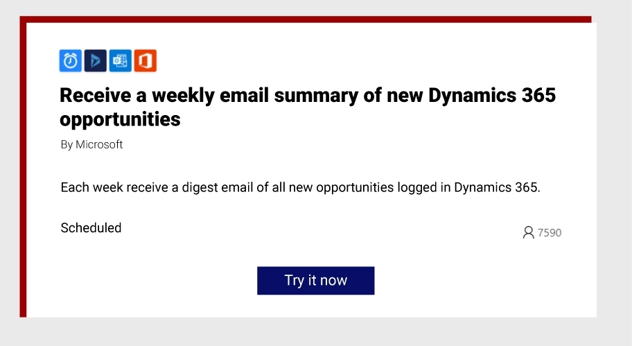 Receive a weekly email summary of new dynamics 365 opportunities Receive a weekly email summary of new dynamics 365 opportunities
