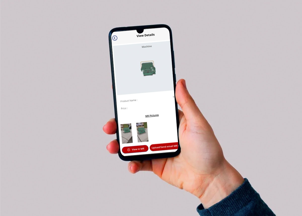 Industrial machinery product 3D visualization app screen Industrial machinery product 3D visualization app screen