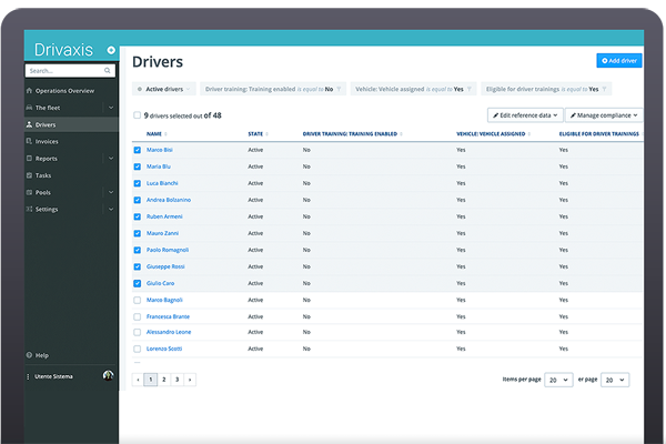 drivers batch action dashboard