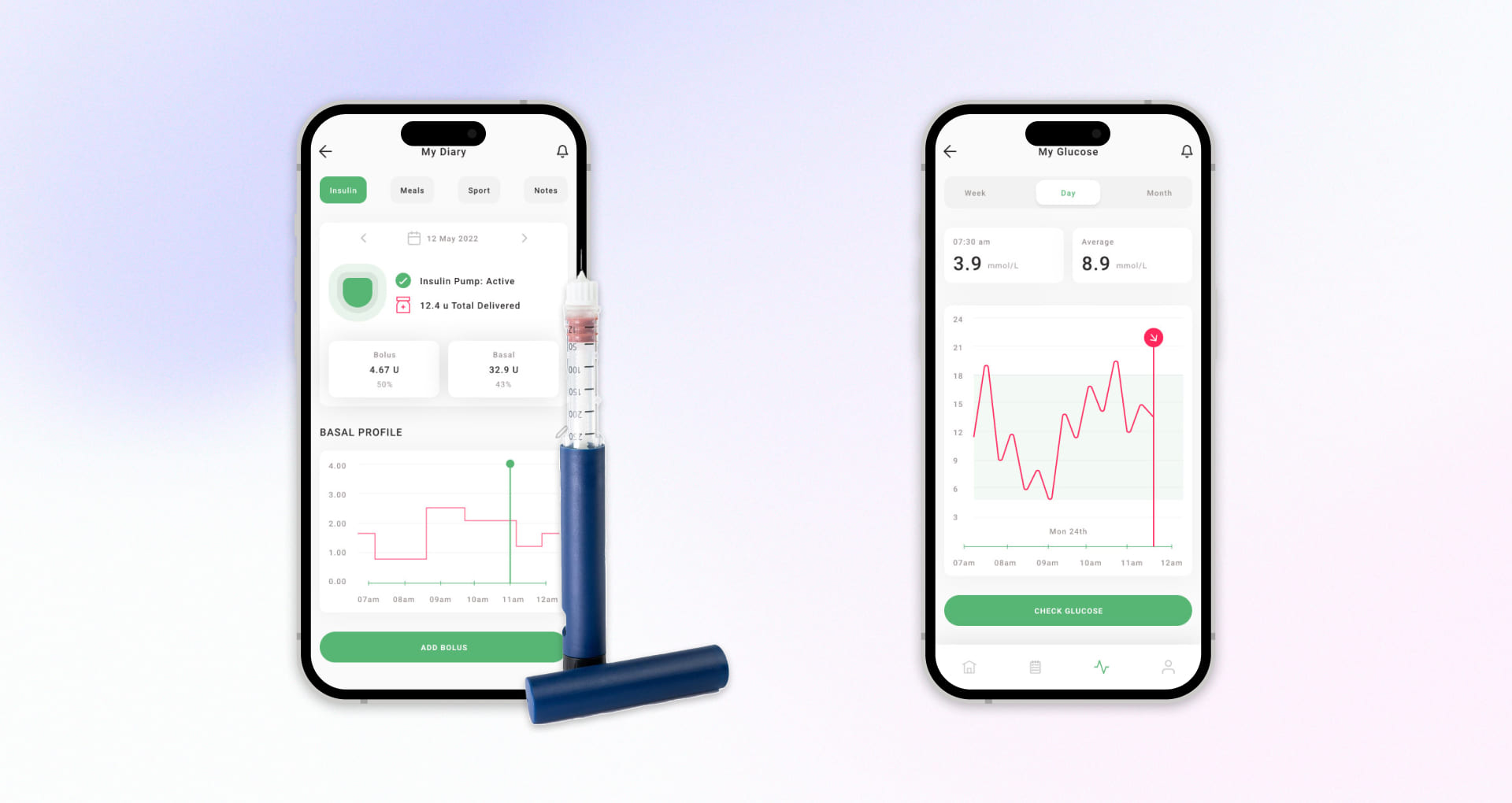 Cross-Platform Smart Insulin Pen App Snapshot