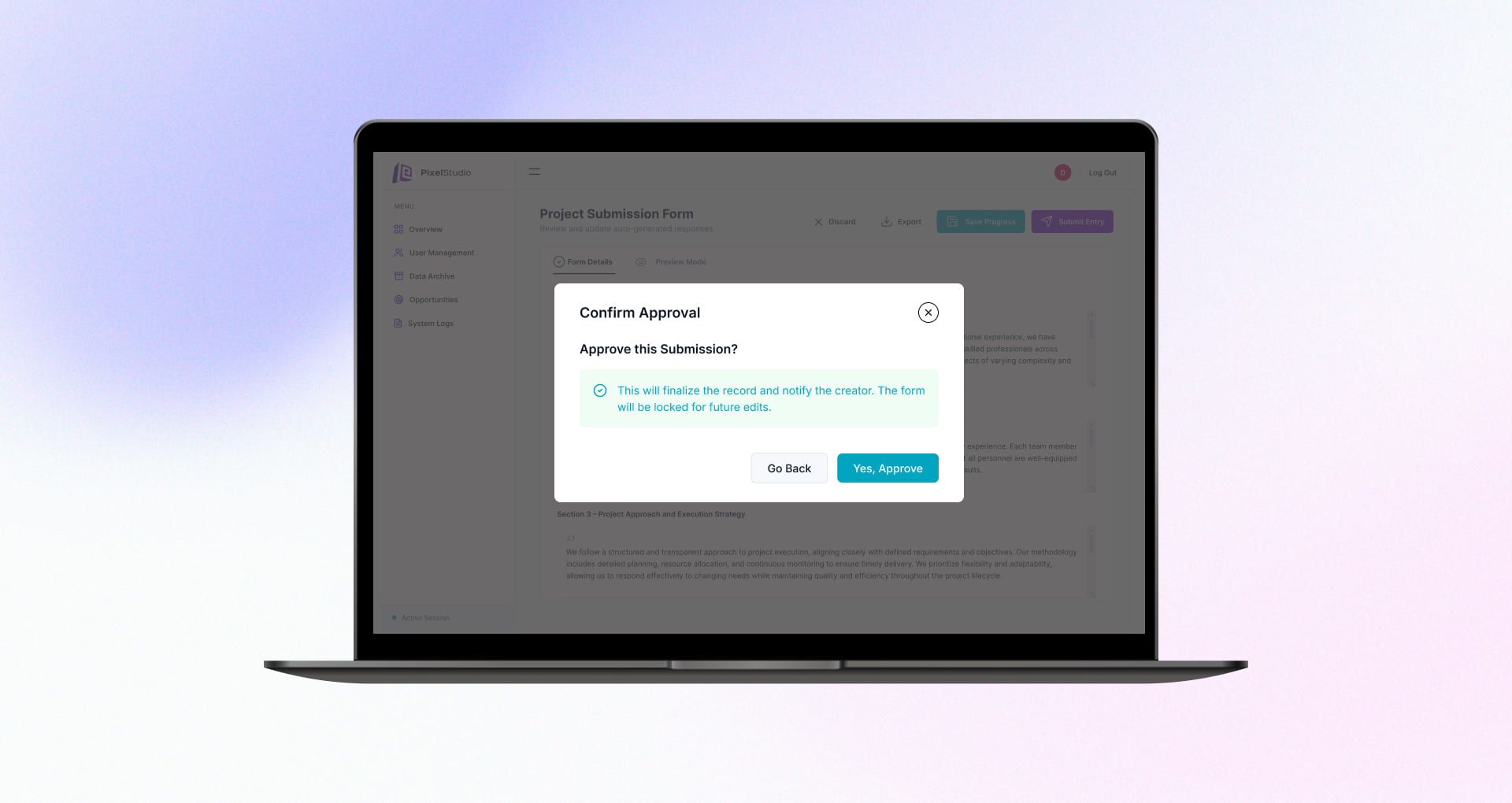 RFP response review screen